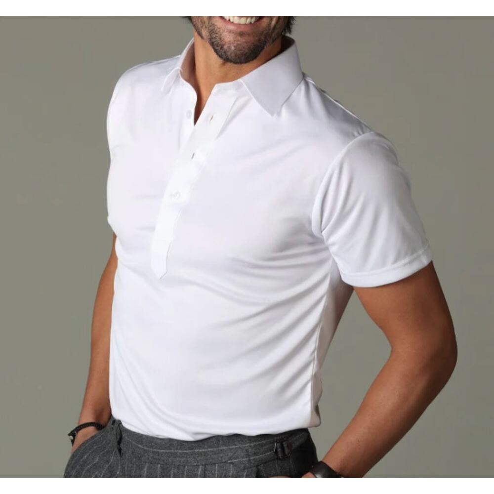 NWOT Collars & Co. Men’s Relaxed Semi-Spread Collar Performance Polo White SZ M